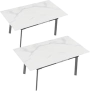 8-10 Personen Gesinterde Stenen Eettafel Opulence - 180 cm Uitschuifbare Keuken Eettafel voor Kerst - Metalen Frame