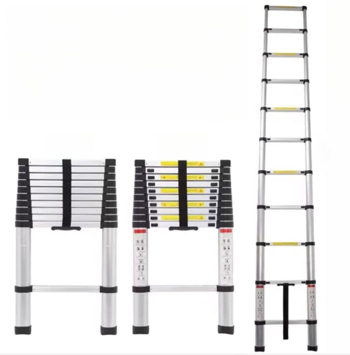Luxe Telescopische Loft Ladder - 320CM - vouwbare Trapladder - Uitschuifbare Aluminium Ladder - Draagbaar - EN131 - Max. Belasting 150kg/330lb
