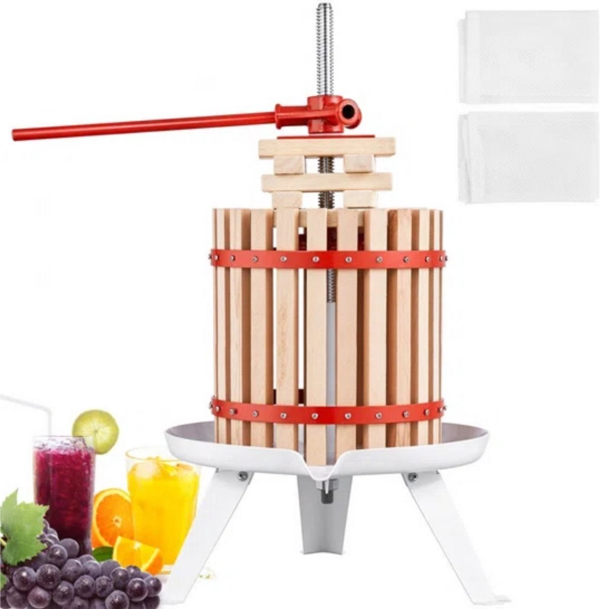 Professionele Fruitpers - Handpers Hout - 18L - 25x37 cm - Makkelijk in Gebruik