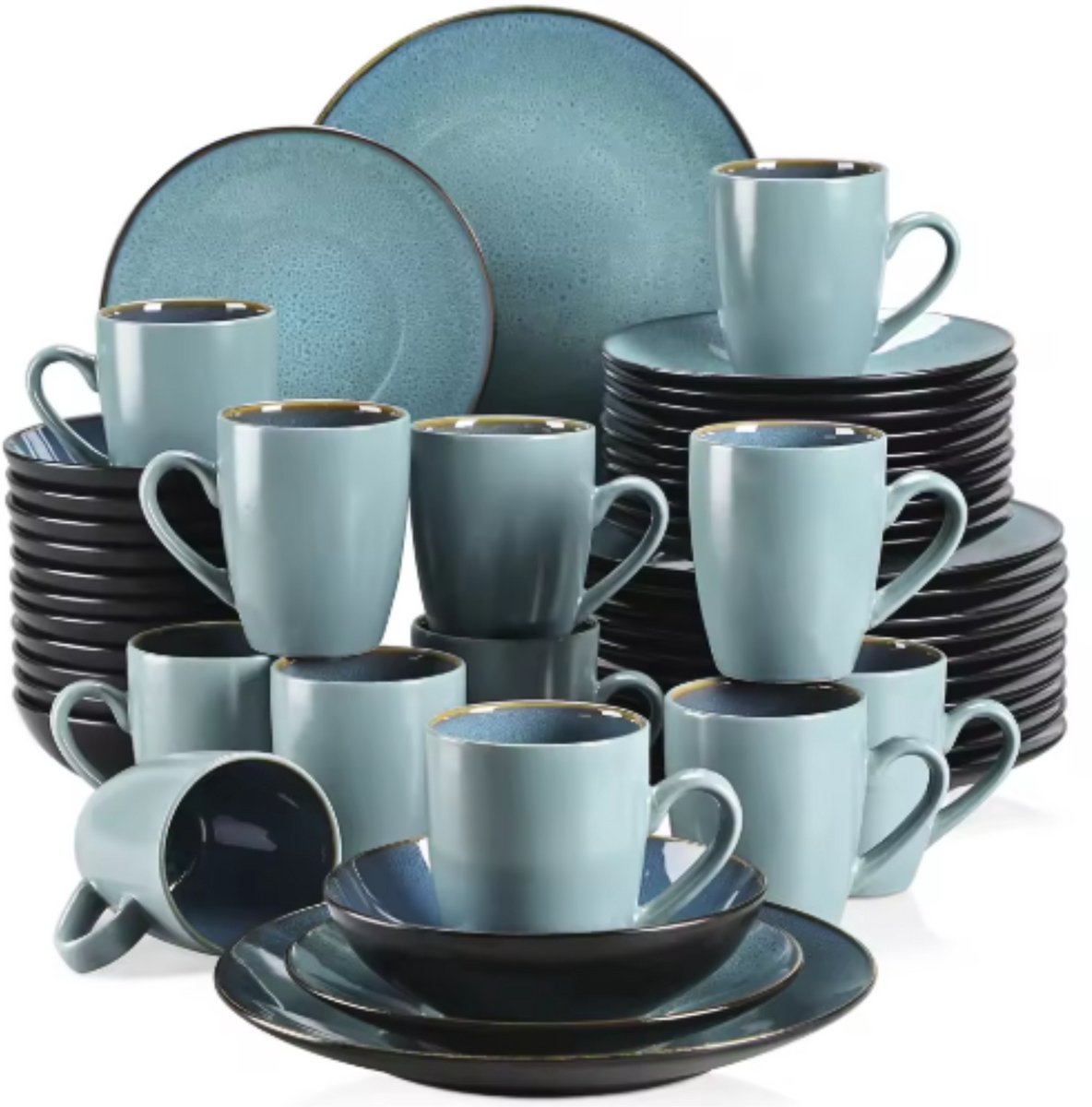 Gilded Serviesset – Groen - 48 delig- 12 persoons – Keramisch – Dinerborden – Breakfast Plates