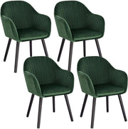 Happyment Eetkamerstoelen Groen Deluxe - Set van 4 - Woonkamerstoelen met rugleuning - Keukenstoelen - Fauteuil - Kuipstoel - Fluweel