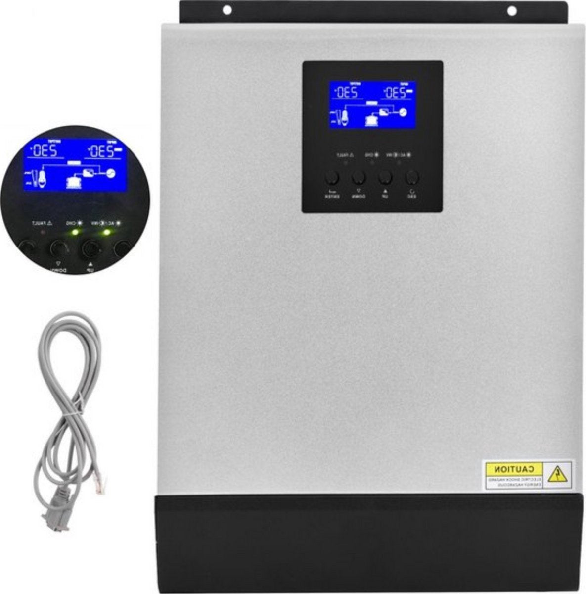 Zonne-omvormer - Frequentieomvormer - Zonnepanelen - Accu - Frequentieregelaar - Toerentalregelaar - 3KVA - 24V MPPT - Off-Grid - Pure Sinus Omvormer voor Zonnepanelen