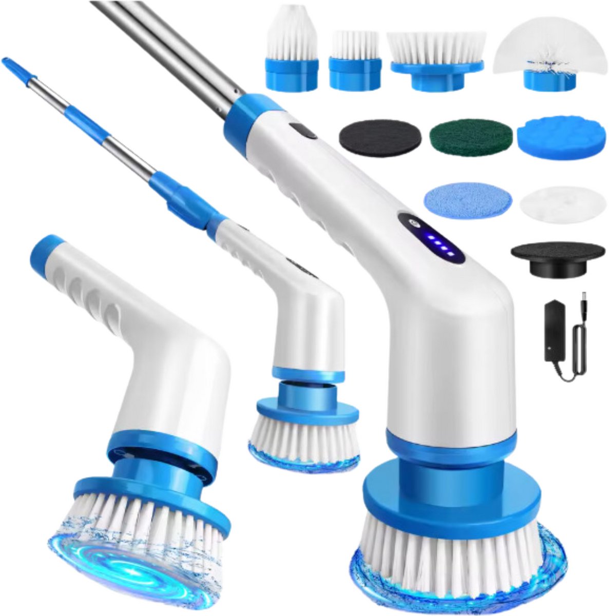 Elektrische Spin Scrubber Tavien - 10-in-1 - Draadloze Oplaadbare Reinigingsborstel met Verstelbare Handgreep voor Douche & Thuisgebruik