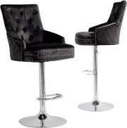 Barkrukken Luxe Valora - Set van 2 - Met rugleuning - Zwart - Velvet - Verstelbaar - Voor Keuken, Bar of woonkamer - Draaibaar