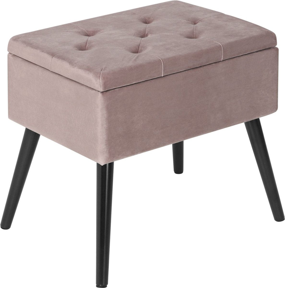 Happyment Zitbank Deca - Met opbergruimte - Opbergbank Poef - Opbergbox hocker - Zitkist met deskel - Roze - 50x35x45cm