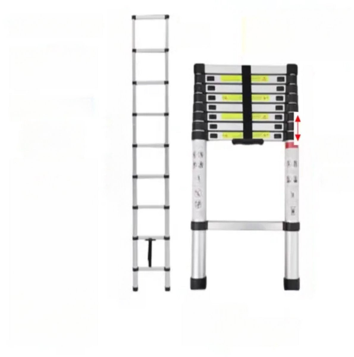 Aluminium Telescopische Ladder Zyren - 260CM - Vouwladder met Antislipvoeten - Multifunctionele Verlenging - Rechte Ladder voor Loft