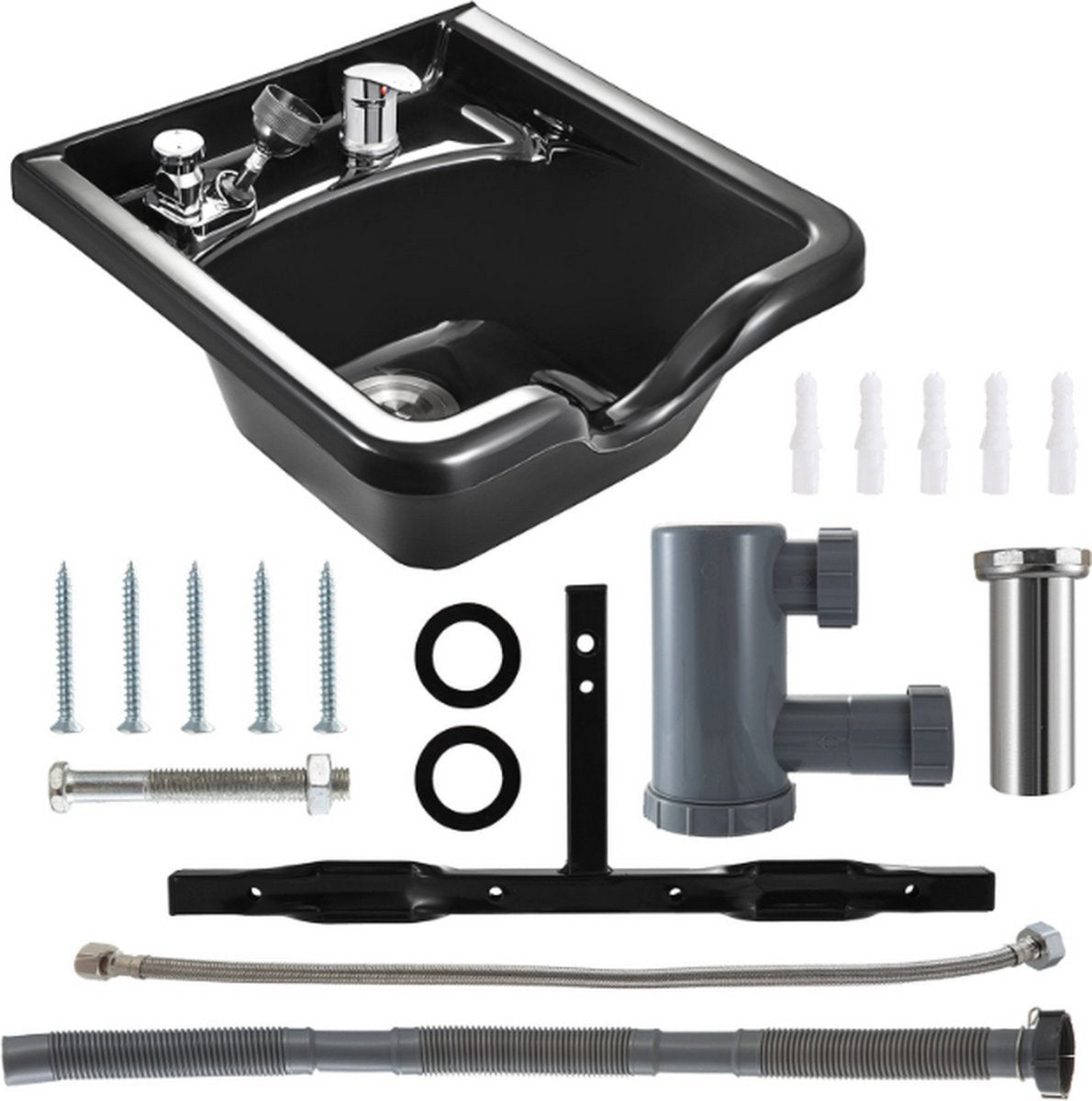Haarwasbak kapper - Wasbak - Zwart Kapsalonmodel - Wastafel - Ook voor thuiskapster - Salon wasbak - Incl. Extra Toebehoren