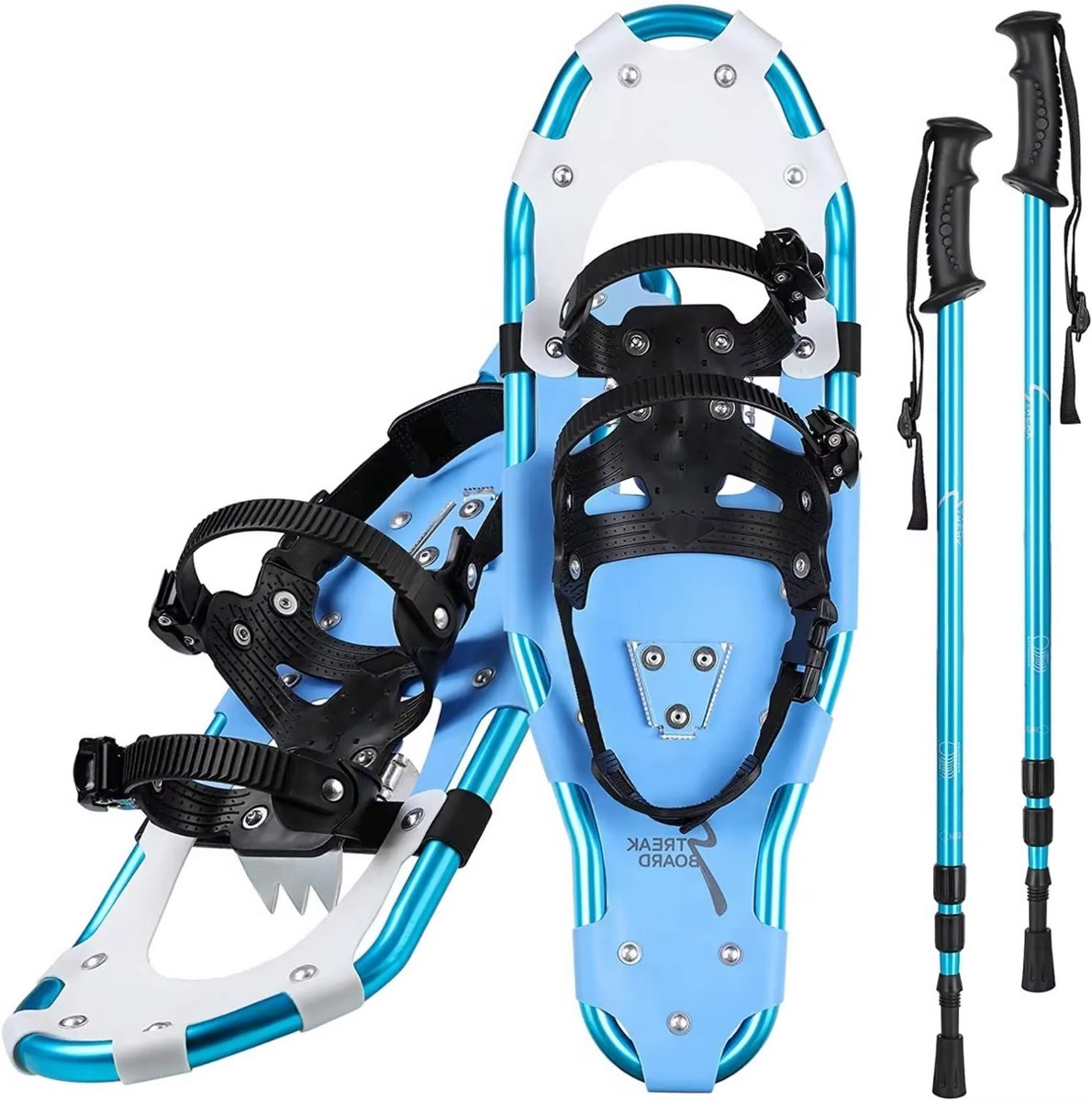 Sneeuwschoenen voor Heren, Dames & Jeugd - Maat 47-48 - Snowboots - Outdoorlaarzen - Lichtgewicht Aluminiumlegering met Trekkingstokken - Gemakkelijk te Dragen