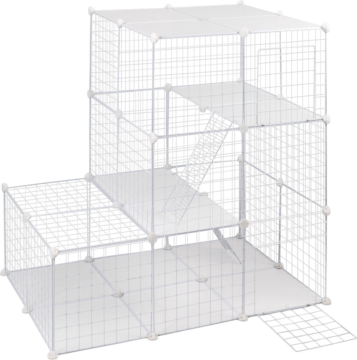 Bolt Edge Dierenren - Wit - Verstelbaar - Voor binnen - Katten, konijnen en puppy's - 75x110x110cm