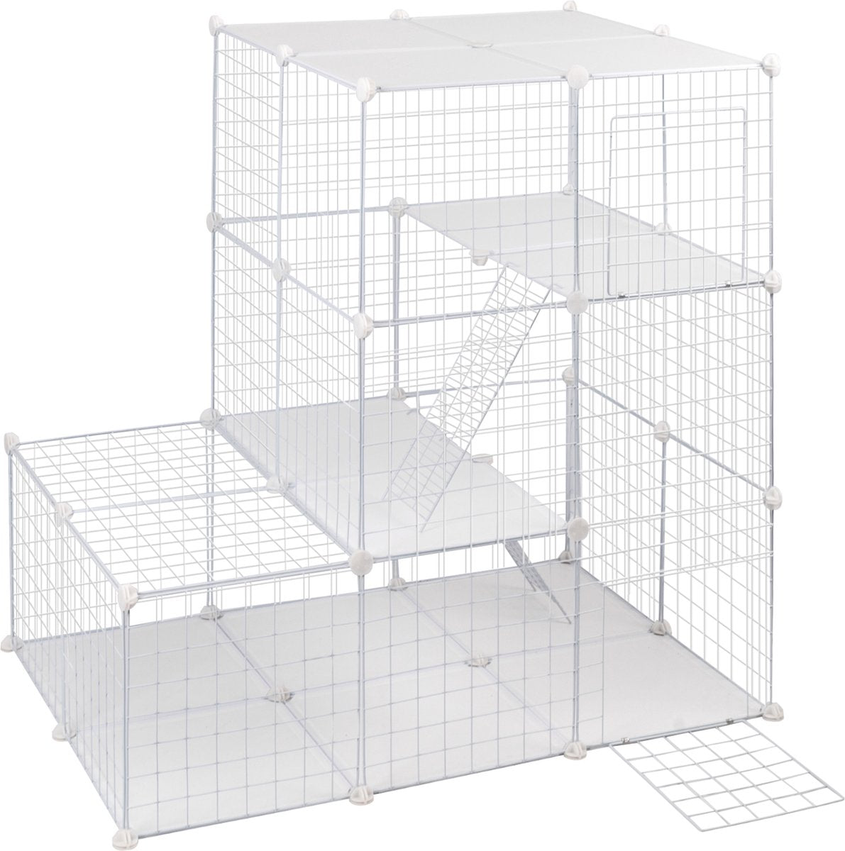 Happyment Knaagdierenren Diva - Ren hoog - Verstelbaar - Voor binnen - Kattenren - Dierenren - Puppyren - Kleine dieren - Kittens - Wit - 75x110x110cm