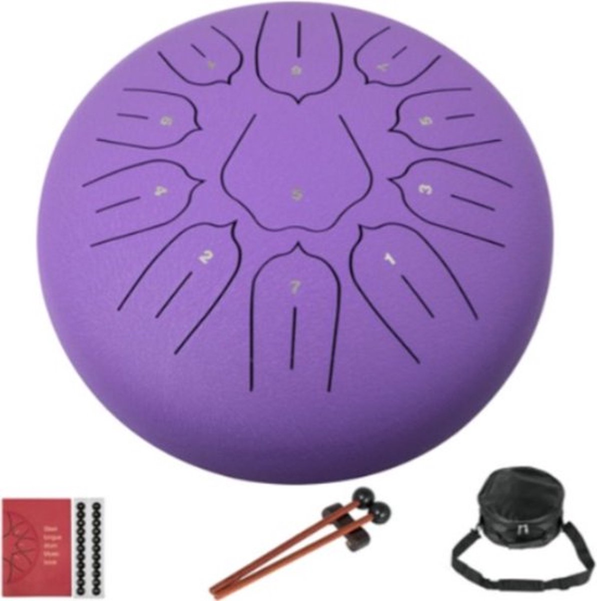 Happyment Steel Tongue Drum - 25 cm - 11 noten - Handdrum - Tong drum - Yoga - Handpan - Paars