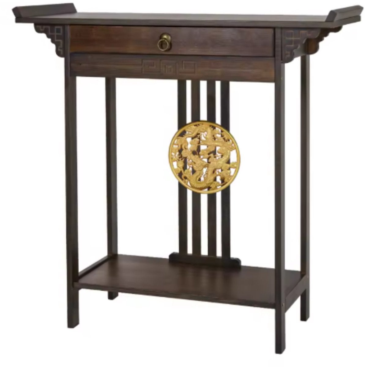Vintage Vintage consoletafel - Wandtafel met lades - Haltafel - Sidetable - Bruin - 81cm
