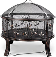 Vuurkorf Valora met vonkenbeschermer - Tuinbarbecue - Vuurschaal - Terrashaard - Rookbarbecue - Voor Buiten BBQ - Voor tuin, terras en winterverwarming - Retro tuinhaard inclusief poker- en houtskoolrooster - Ø71 cm