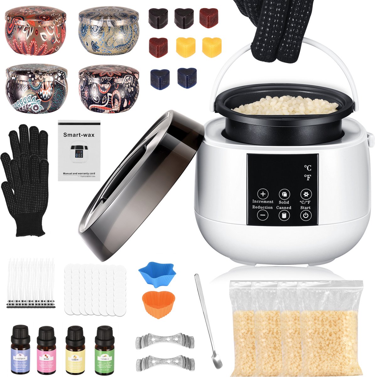 Happyment Kaars Smeltpan Set - Kaarsvet - Smeltpot - Starterspakket - Voor volwassen en kinderen