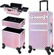 3-in-1 Rollende Make-up Trolley - Make up koffer - Kappers koffer - Beautycase - Voor Schoonheidssalons en visagie - Roze