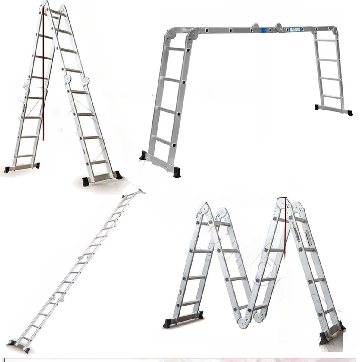 Telescopische Loft Ladder Luxe - 470CM - Opvouwbare Trapladder - Uitschuifbare Aluminium Ladder - Draagbaar - EN131 - Max. Belasting 150kg/330lb