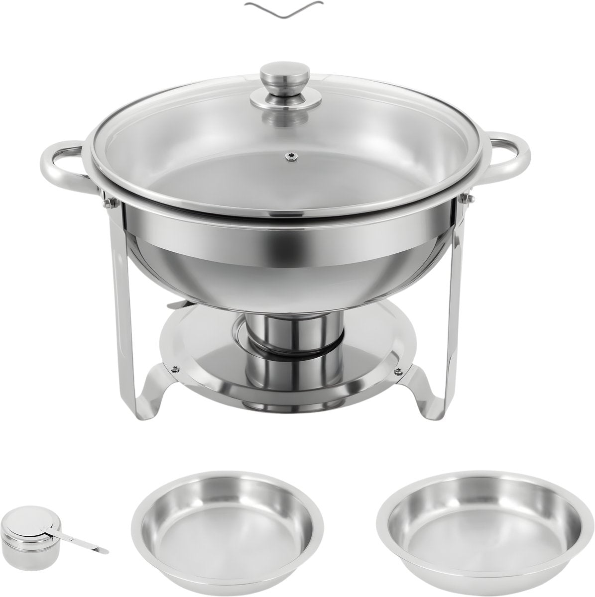 Chafing dishes - Voedselverwarmer - Buffet warmer - Voor buffet en voedselverwarming - Met deksels - Set van 2 stuks - Zilver