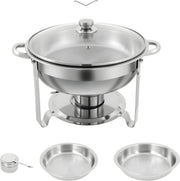 Chafing dishes - Voedselverwarmer - Buffet warmer - Voor buffet en voedselverwarming - Met deksels - Set van 2 stuks - Zilver