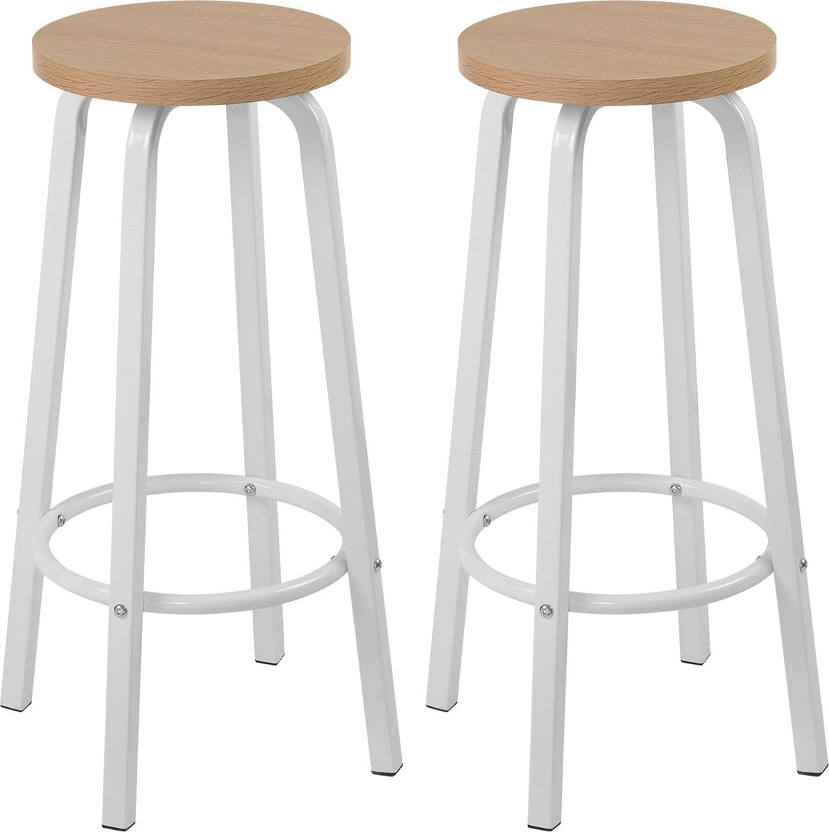 Barkruk - Set van 2 - Zonder rugleuning - Wit/bruin - 30x30x70cm