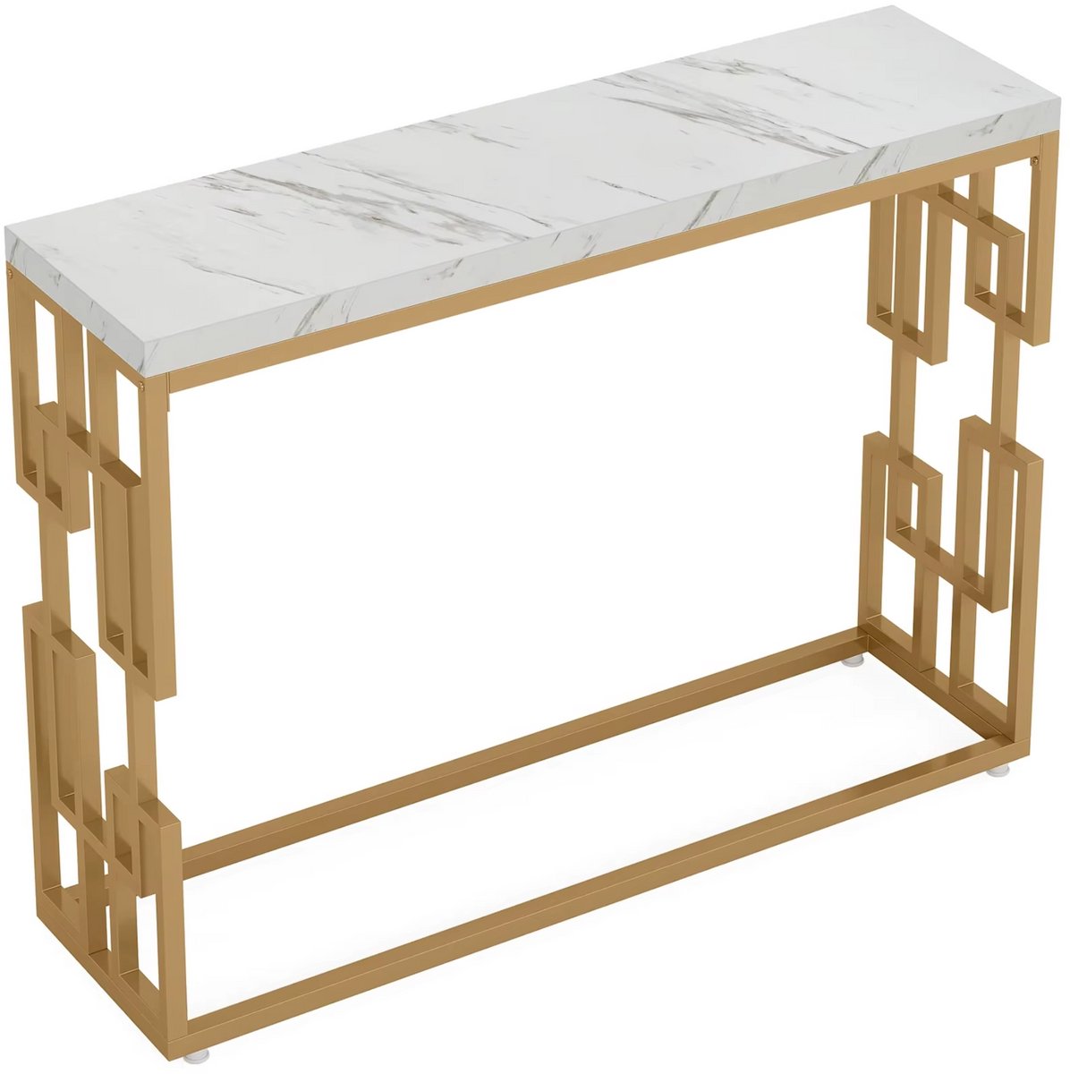 Consoletafel modern - Wandtafel - Sidetafel - Marmerlook - Haltafel - Woonkamer - Wit/goud