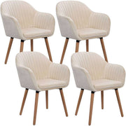 Eetkamerstoelen - Creme Fluweel - Rugleuning - Set van 4 - Kuipstoel