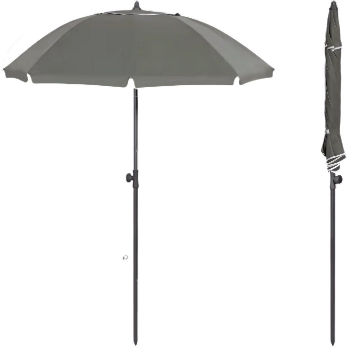 Ronde Parasol - Voor Balkon, Strand of Tuin - Verstelbaar & 45° Kantelbaar - UV-Resistent & Waterdicht - Gray Diameter 155cm