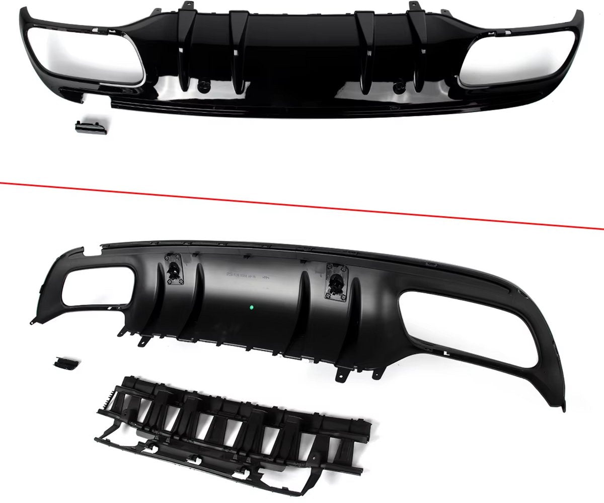 Achterbumper Diffuser Lip met Uitlaat Tips - Voor Mercedes C-Klasse W205 AMG-Lijn (2014-2021) - Auto Accessoires