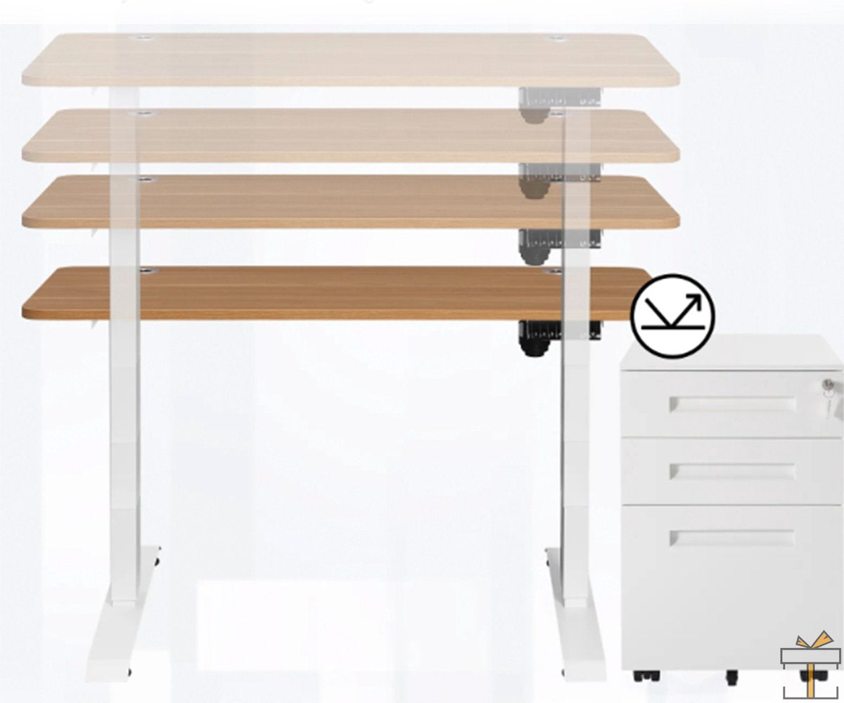 Happyment Sta of zit bureau Deluxe - In hoogte verstelbaar 72-116 cm - Werk - Computer Bureau - Studie - Bruin - Elektrisch
