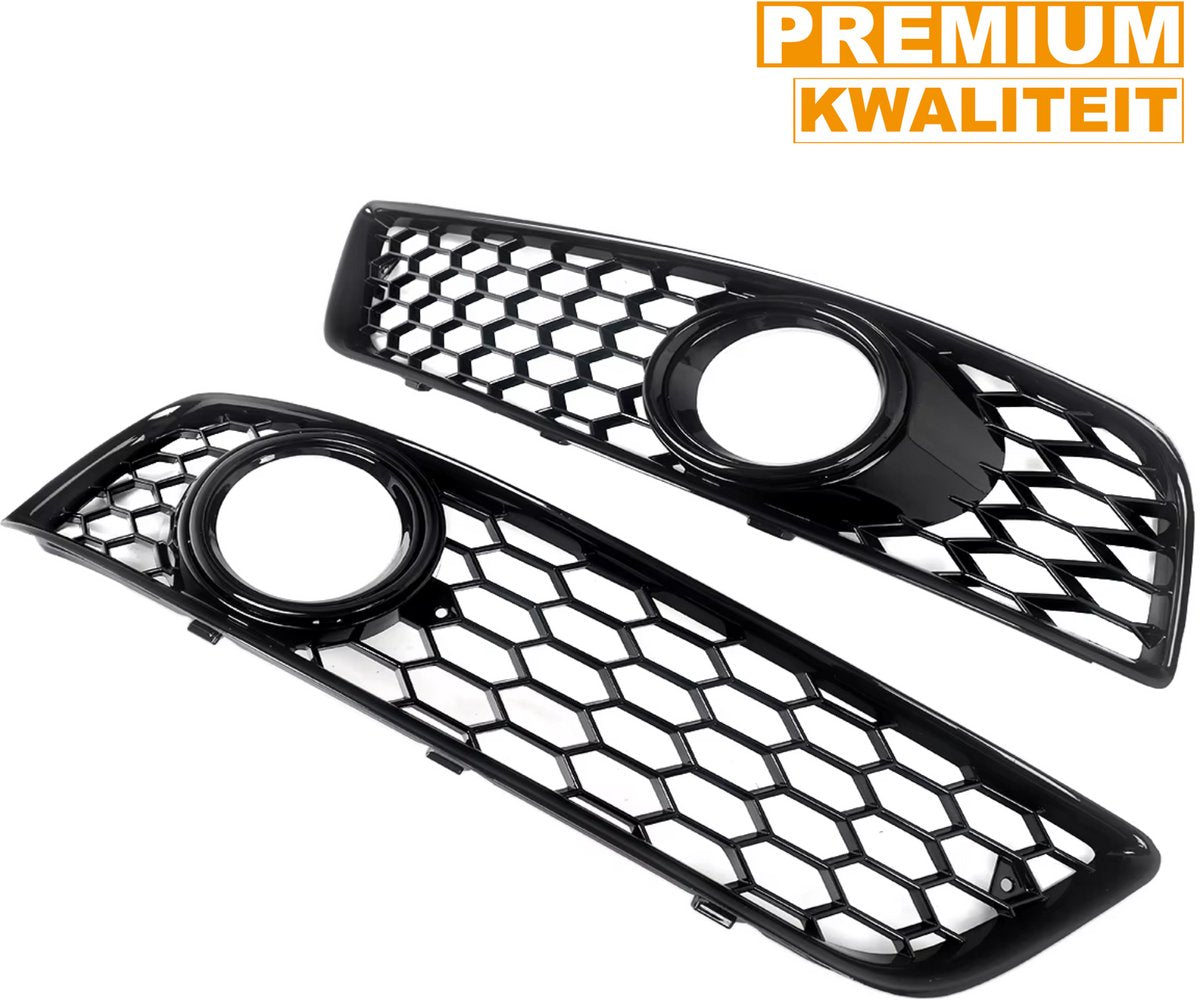 Mistlamp Grille Covers - Honingraat Zwart - Voor Audi A3 8P (2009-2012) - Voorbumper Accessoire