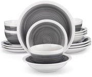 Santivo Serviesset - 16 delig - 4 persoons - Grijs - Dinerborden - Bordenset - Diepe borden - Ontbijtborden - Servies - Keukenservies