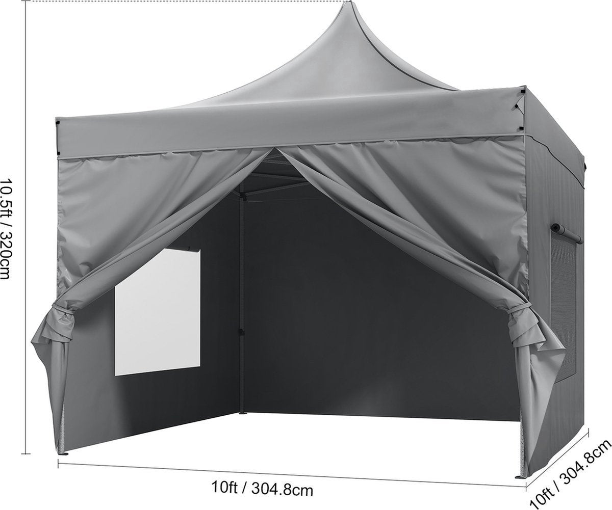 Waterdichte partytent - Met zijwanden - Wit - Luxe paviljoen - 3x3 m