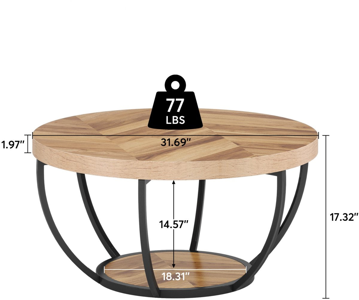 Salontafel Nolance - Rond - Modern - Voor woonkamer - Bijzettafel - 95cm - Bruin