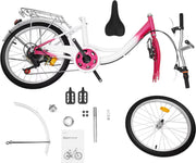 Kinderfiets Rosaline - 20 inch - 6 versnellingen - Roze - Voor meisjes - Peuterfiets - Verstelbaar in hoogte