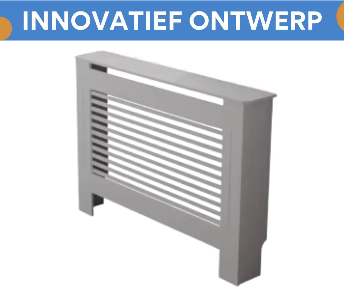 Grandiose Radiatorombouw - 111x92 cm - Ombouw rooster - Horizontale panelen - MDF - Stijlvol - Grijs