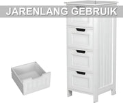 Badkamerkast Bolivi - Opbergkast - Staand hoog - Badkamermeubel - 4-Laags - Wit