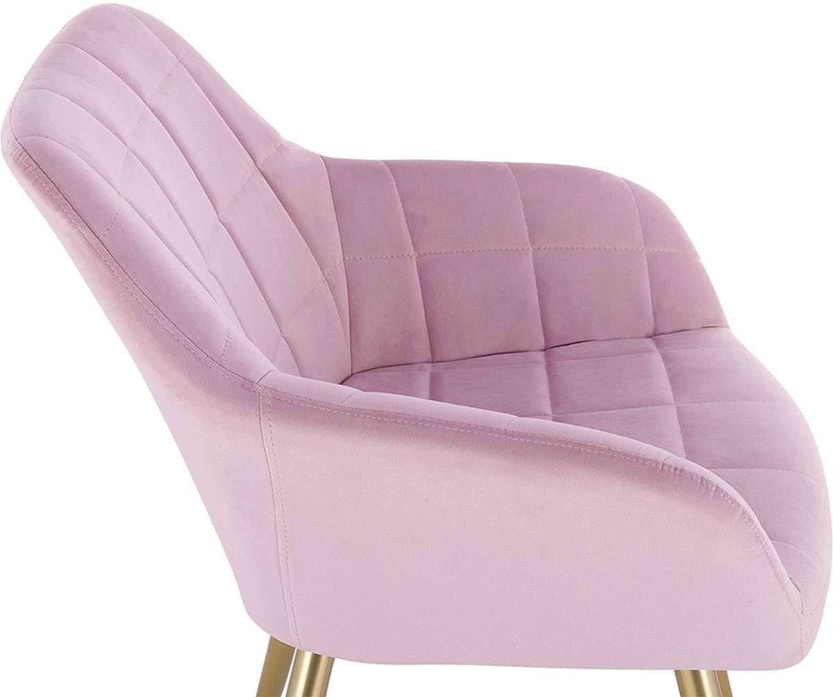 Happyment Stoel Divine - Eetkamerstoel - Roze Velvet - Gouden Metalen poten - set van 1 - Zithoogte 47cm - deluxe