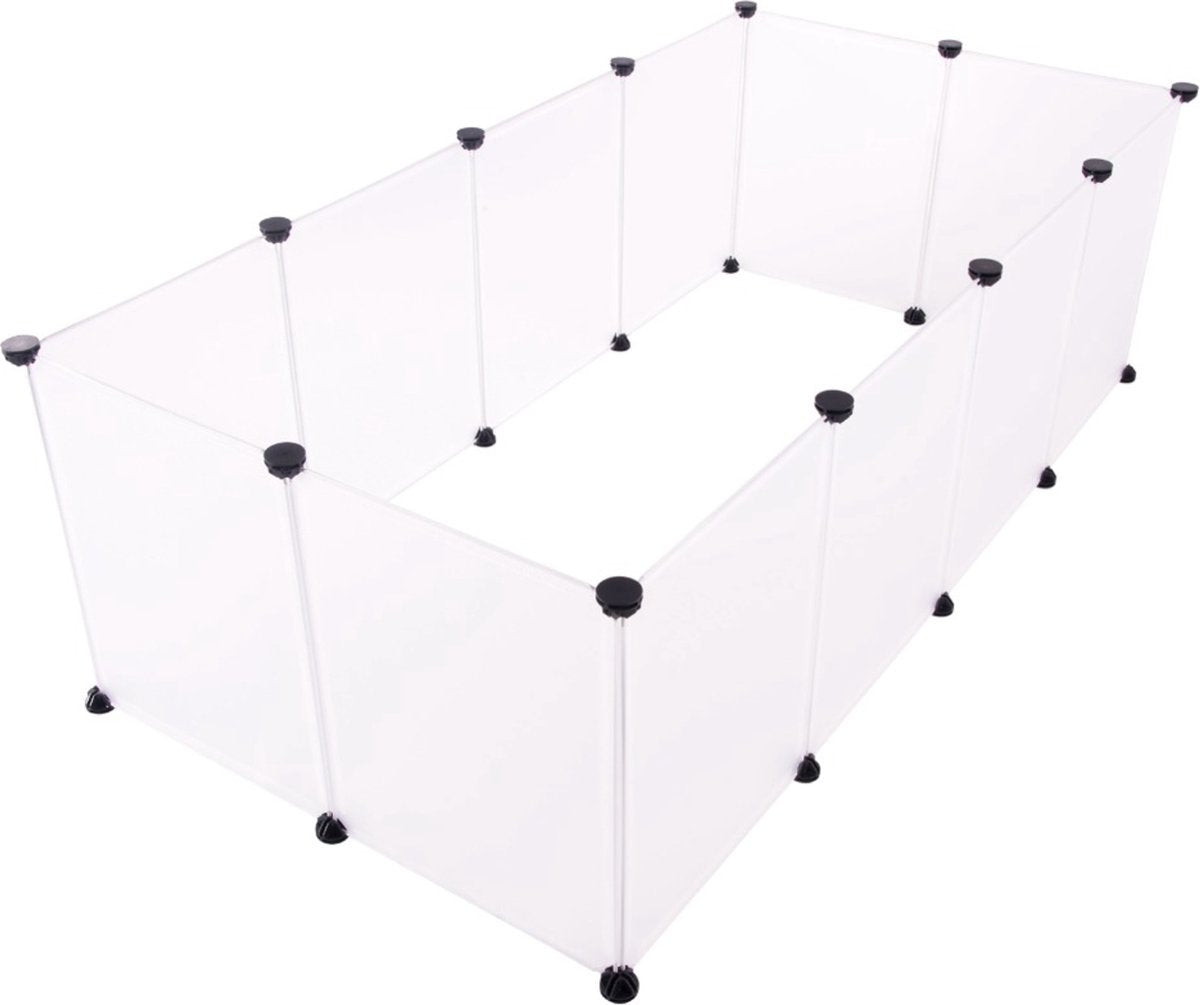 Happyment Dierenren Diva - Ren Deluxe XXL - Verstelbaar - Voor binnen - Puppyren - Kleine dieren - Kittens - Wit - 145 x 75 x 46cm