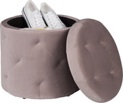 Ronde Poef - Roze - Velvet - Met opbergruimte - 39.5x39.5x40cm