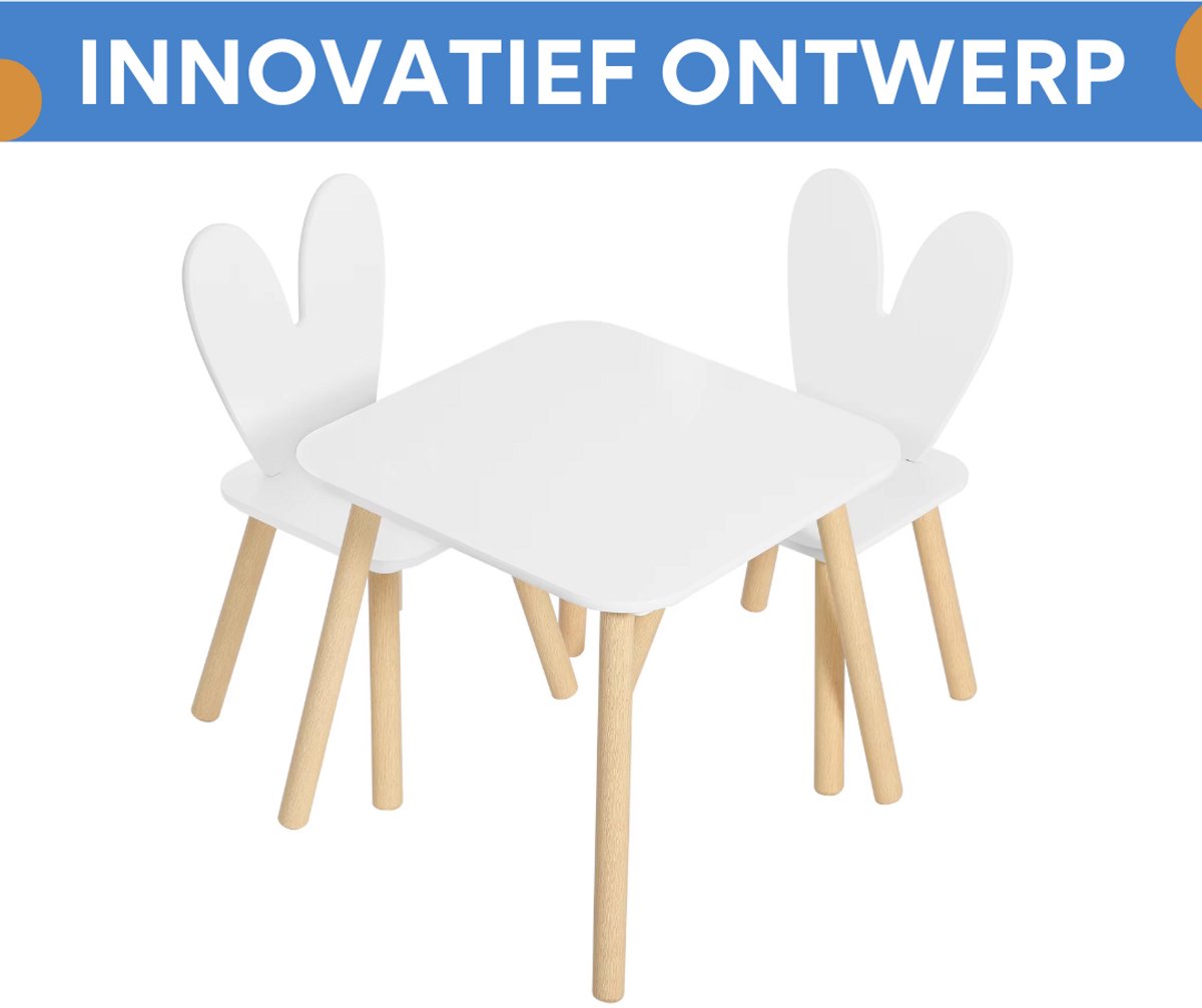 1 Set Kindertafel met 2 Stoelen - Voor Kinderactiviteitentafelset - Voor Eten, Schilderen, Leren en Lezen - Voor Kinderdagverblijf en Kleuterschool
