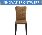Eetkamerstoelen Delio - Set van 4 - Draaibaar - Fauteuil - Keuken - Voor eettafel - Bruin leer