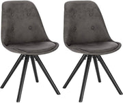Happyment Bezoekersstoel Cozi - Eetkamerstoel - Antraciet stof - Houten poten - Set van 2 - Zithoogte 46 cm - Deluxe