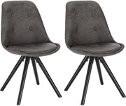 Bezoekersstoelen - Antraciet stof - Houten poten - Zithoogte 46cm - Set van 2
