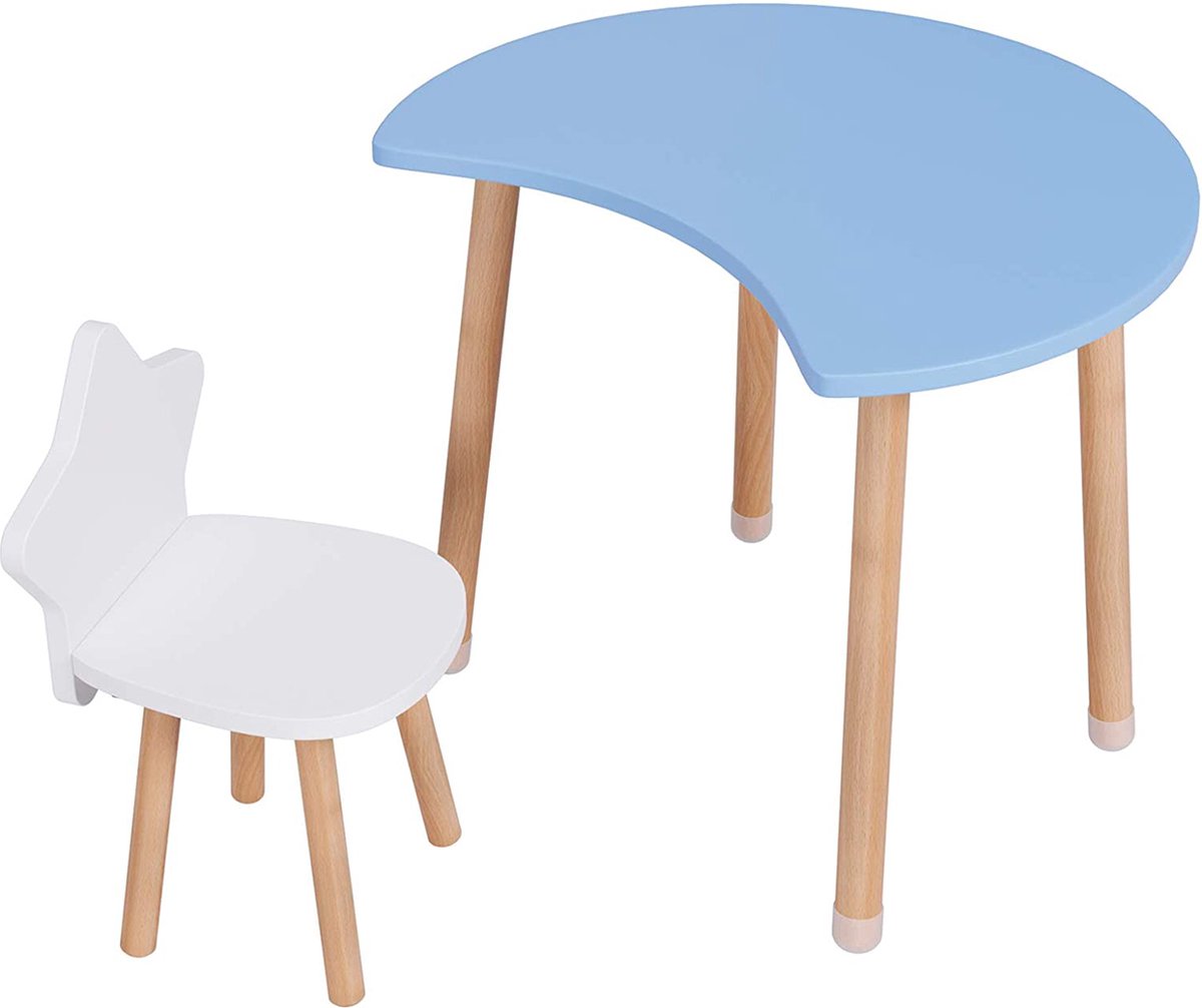 Kinderbureau met stoel - Kindermeubel - Kindertafel - Speeltafel - Tekentafel - Blauw