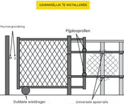Rolpoort Set - Tuinpoort - Schuifdeur Mechanisme - 18x31x30cm - 14kg - Staal