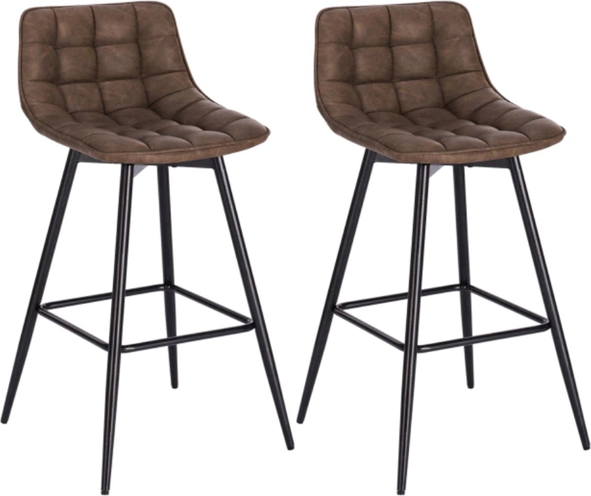 Leren Barkrukken - Bruin - Rugleuning - Ergonomisch - Set van 2 - Keuken