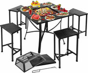 Happyment BBQ tafel - 2in1 - Tuintafel en barbecue - Vuurkorf of ijsbak - Buitentafel