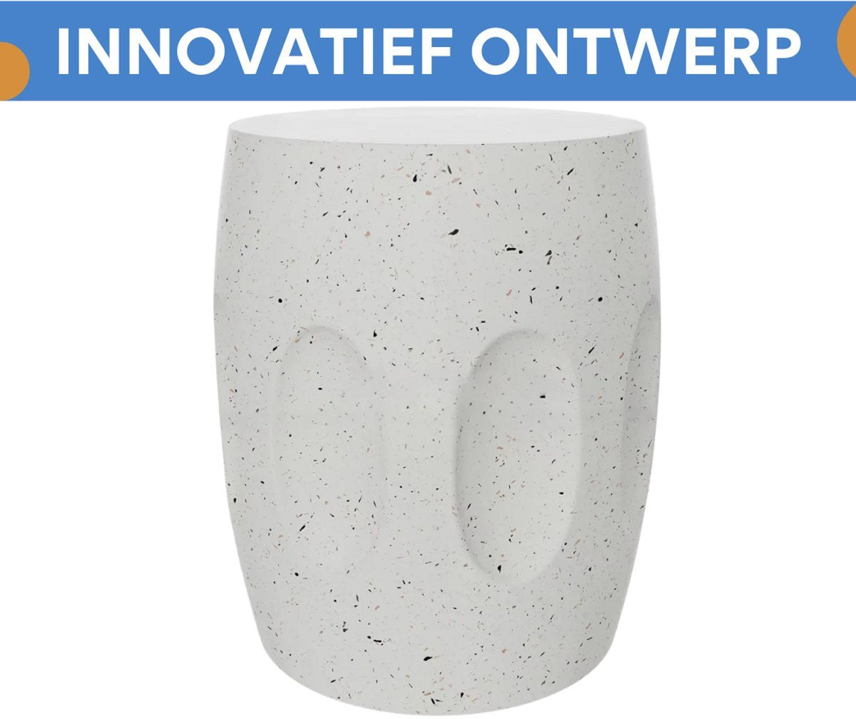 Bijzettafel Opulence - Betonnen Bijzettafel - Voor Tuin, Balkon of Woonkamer - Decoratief Accent met Faux Terrazzo - Lichtgewicht en Uniek Design