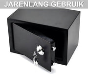 Moderne kluis - 23cm - Brandwerend en waterdicht - Kluisjes met cijferslot - 2 sleutels - Digitaal toetsenbord - Zwart