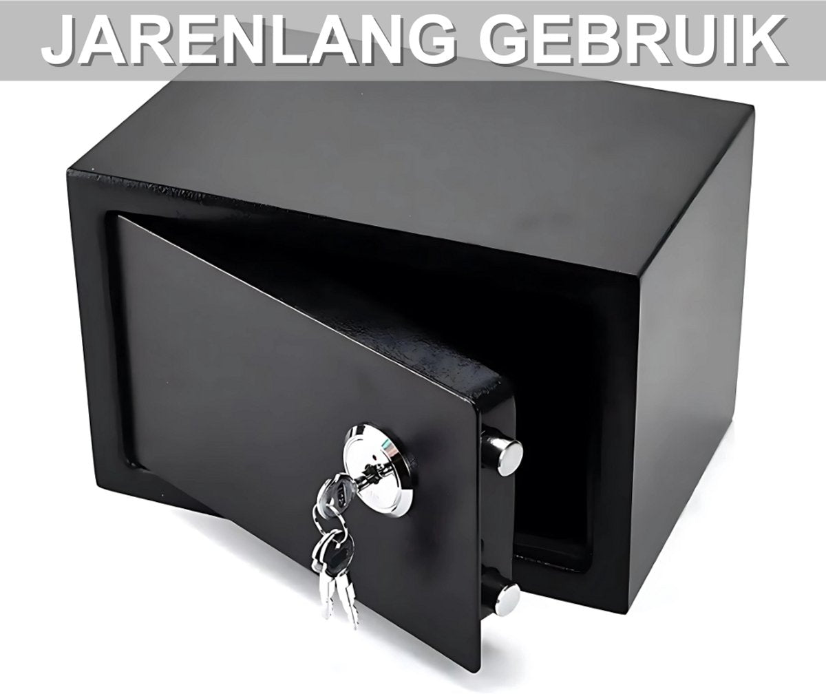 Moderne kluis - 23cm - Brandwerend en waterdicht - Kluisjes met cijferslot - 2 sleutels - Digitaal toetsenbord - Zwart