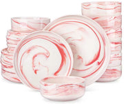 Noble Bordenset – 6 persoons – 18 delig – Roze Keramisch – Eetborden – Kleine Borden
